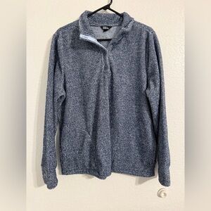 Eddie Bauer Women's Pullover Sweater Size L Soft Texture Fleece Pockets Blue